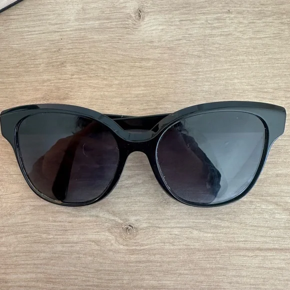 Black Sunglasses with Gold Logo Accents - Picture 2 of 5